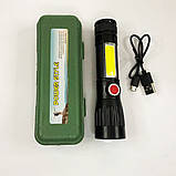 Ручний ліхтарик led X-Balog BL-645S-XPE+COB / Тактичні ліхтарі для полювання / Кишеньковий ліхтар із UZ-819 usb зарядкою, фото 7