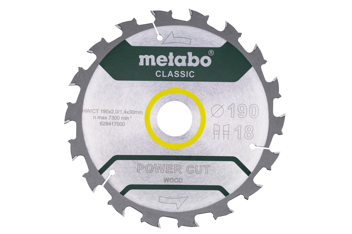 Пиляльний диск Metabo по дереву 190x30, 18 зубів (628417000)