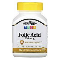 Фолиевая кислота 800 мкг Folic Acid 21st Century 180 таблеток SC, код: 7575194