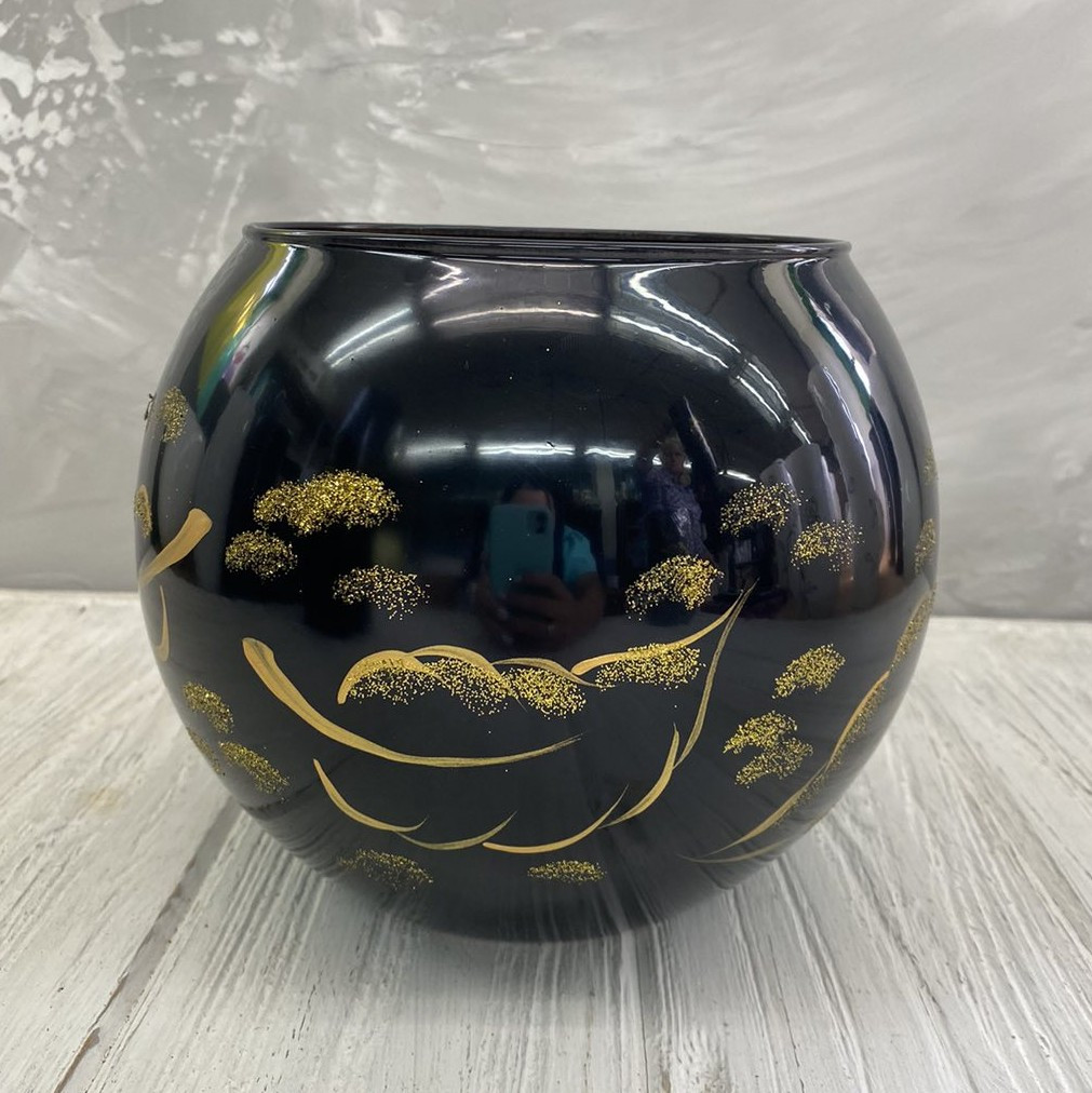 Ваза-куля чорна "Золота осінь" (h=16) 3,5 л., фото 1