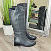 Чоботи жіночі шкіряні на невисокому підборі, колір сірий. 41 розмір, гомілка 48 см, фото 5