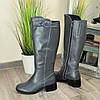Чоботи жіночі шкіряні на невисокому підборі, колір сірий. 41 розмір, гомілка 48 см, фото 6