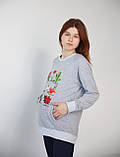 Світшот для вагітних та годування Pregnant Style "Квіти" 48 сірий, фото 5