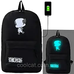Рюкзак 35л, що світиться, 46х30х14 см з USB зарядкою, One Piece / Рюкзак з малюнком, що світиться у темряві