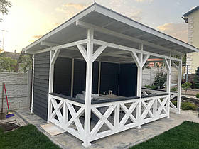 Дерев'яна альтанка 5 на 3,5 м, розбірна (на 16-20 осіб)