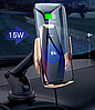 Автотримач бездротова зарядка тримач для телефону в машину для iPhone і Samsung сенсорний Hoco 15W Qi 15W, фото 8