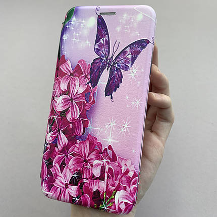 Чохол-книга для Xiaomi Redmi 9T книжка з малюнком з квітами та метеликами на сяомі редмі 9т рожева r7p, фото 1