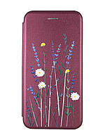 Чехол-книжка с рисунком для Apple iPhone XR Бордовый :: Полевые цветы (принт 270)