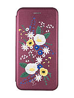 Чехол-книжка с рисунком для Apple iPhone XR Бордовый :: Цветы. Акварель (принт 271)