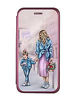 Чехол-книжка с рисунком для Apple iPhone XR Бордовый :: Мама и дочь (принт 56)