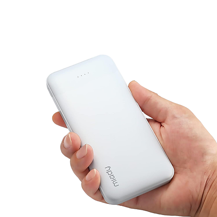 Портативний зарядний пристрій Miady 10000 мАч з двома портами USB, Power Bank, білий, фото 1