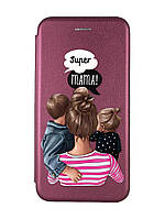 Чехол-книжка с рисунком для Apple iPhone XR Бордовый :: Супер Мама (принт 29)