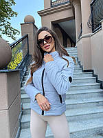 Стильна коротка демісезонна жіноча куртка (Розміри XS-S, M-L, XL-XXL, 3XL-4XL), Блакитна