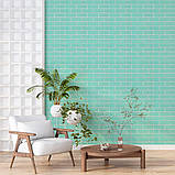 Самоклеюча 3D панель Зелена цегла зі срібною смужкою 700х770х5мм, фото 5