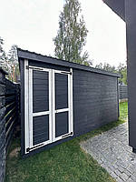 Добротний та гарний госпблок з дерева 8м2 (2*4) | Темносірий-білий