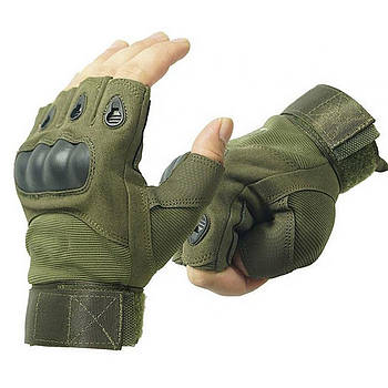Тактичні безпальні рукавички, розмір M, Зелені / Військові рукавички з відкритими пальцями