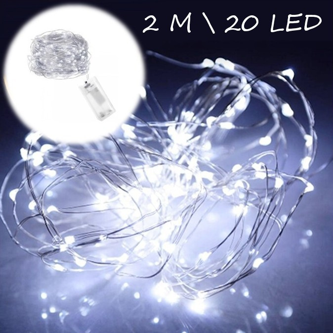 Гірлянда на батарейках крапля роси мідний провід 2 метри 20 LED Dew Drop Cool White, фото 1