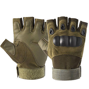 Тактичні безпалі рукавички, XL, Зелені / Військові рукавички з відкритими пальцями