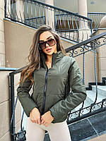 Стильна коротка демісезонна жіноча куртка (Розміри XS-S, M-L, XL-XXL, 3XL-4XL), Хакі