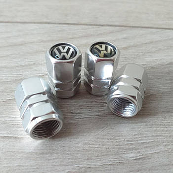 Захисні ковпачки на ніпелях з логотипом Volkswagen 4 шт./1уп Сріблястий (KG-10477)