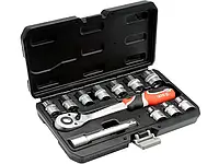 Набір головок торцевих YATO : квадрат 1/2", М10-24 з тріщаткою, подовжувачем. 12 Шт. [10]