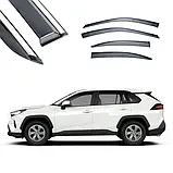 Дефлектори вікон із хром молдингом, вітровики Toyota Rav-4 2019- (неірж смуга), фото 7