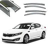 Дефлектори вікон з хром молдингом, вітровики Kia Optima K5 2010-2014 (AVTM), фото 4