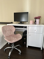 Офісне крісло ергономічне для роботи за комп’ютером B-531 ортопедичне комп’ютерне крісло для дому та офісу велюр рожевий