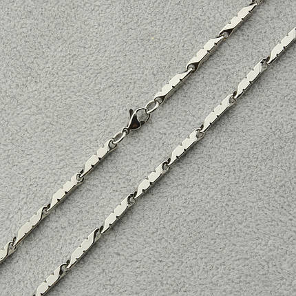Мужская цепочка серебристая с узором нержавеющая медицинская сталь Stainless Steel длина 60 см ширина 3 мм, фото 1