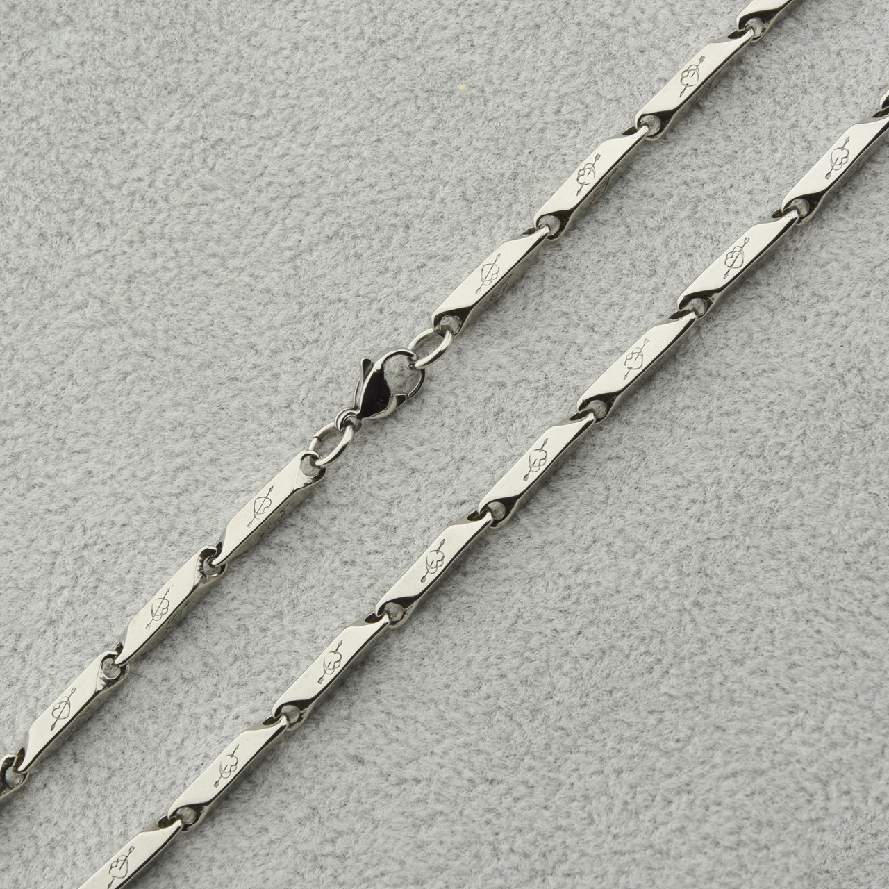 Мужская цепочка серебристая сердце нержавеющая медицинская сталь Stainless Steel длина 60 см ширина 3 мм