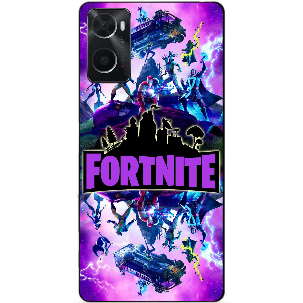 Силіконовий бампер чохол для Oppo A76/A96 з малюнком Фортнайт Марвел