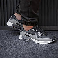 Мужские кроссовки Nike Air Max 90 Grey White (серые) красивые легкие универсальные демисезонные кроссы 2436