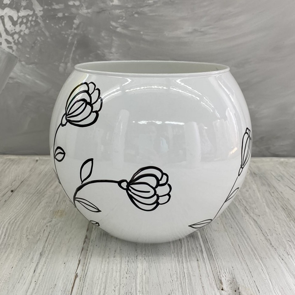 Ваза-куля біла "Жасмін" (h=16) 3,5л., фото 1