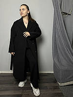 Пальто женское двубортное шерстяное черное Modna KAZKA MKDC1135-1