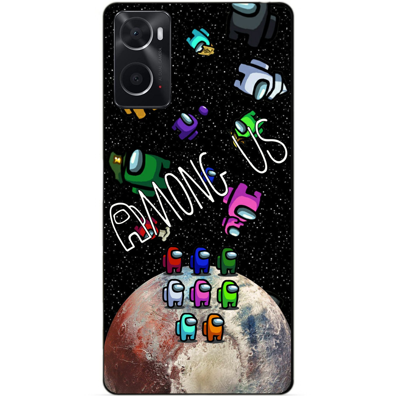 Силіконовий бампер чохол для Oppo A76/A96 з малюнком Амонг Ас Among Us