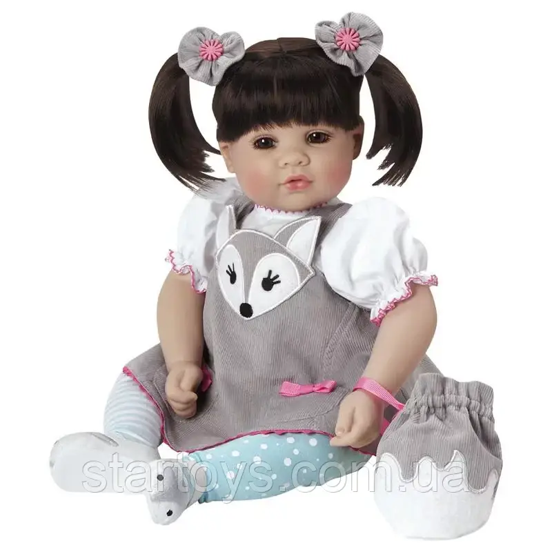 Уценка!!! Коллекционная Кукла Adora Лисичка Baby Doll в платье Silver Fox, с косичками и каштановыми волосами