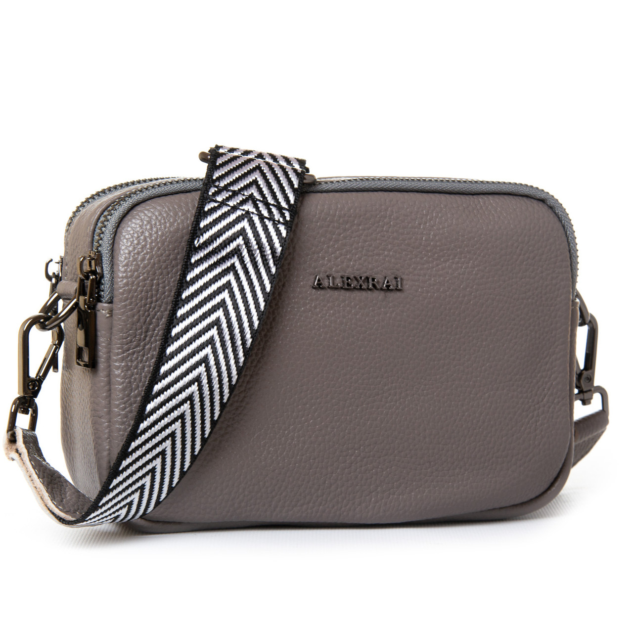 Клатч шкіряний жіночий маленька сумочка на плечі ALEX RAI 60051-H grey, фото 1