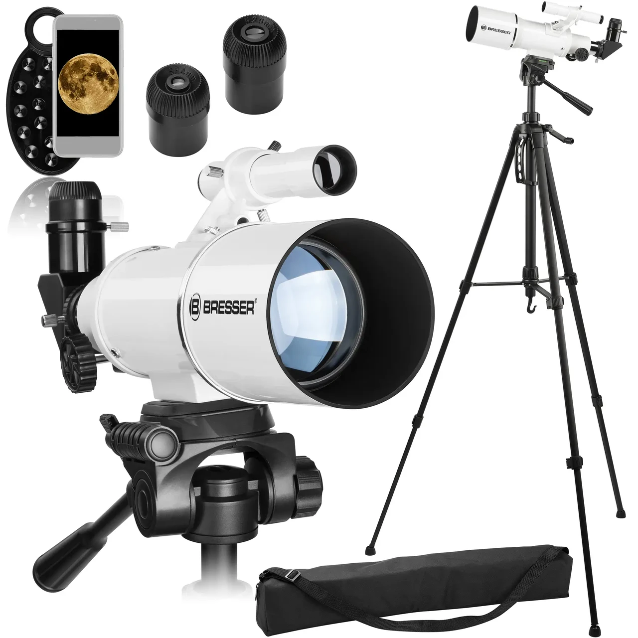 Телескоп-рефрактор Bresser Classic 70/350 Refractor | З адаптером для смартфону | Підійде для початківців і любителів астрономії