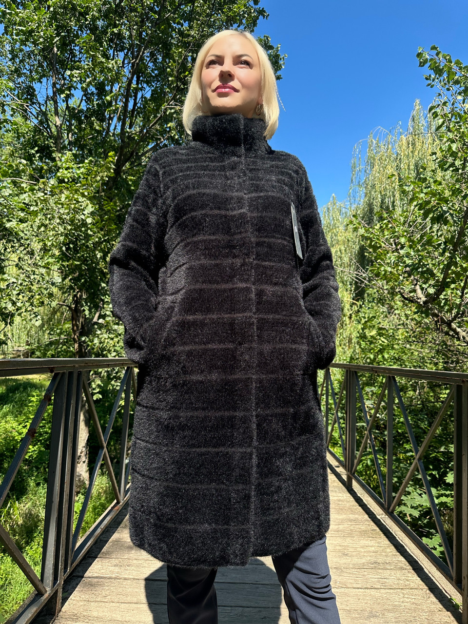 Пальто з вовни альпака вільного крою розмір 54-58 колір чорний