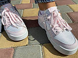 Жіночі кросівки NIKE DUNK, натуральна шкіра, білі з рожевими вставками, фото 4
