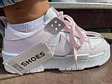 Жіночі кросівки NIKE DUNK, натуральна шкіра, білі з рожевими вставками, фото 5