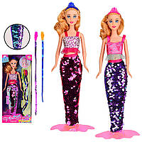 Кукла "Русалочка"A650 (96шт/2) 2 вида,с пайетками,пряди для волос,в кор.14*5*32.5 см, р-р игрушки 29 см