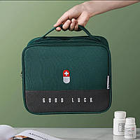 Органайзер аптечка на блискавці з ручкою 25×20,5×12 см зелений колір для компактного зберігання медикаментів
