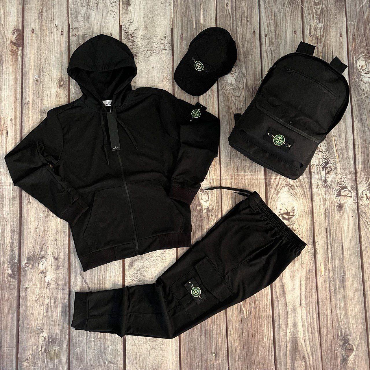 Чоловічий спортивний комплект(костюм+бейсболка+рюкзак) Stone Island