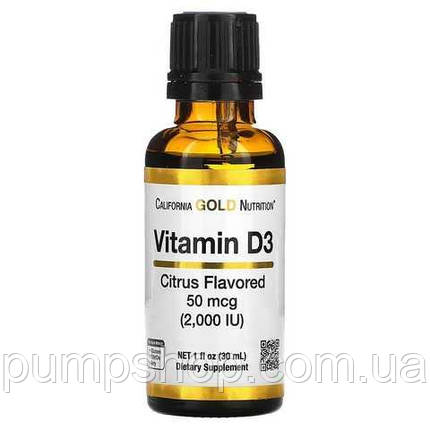 Вітамін D3 California Gold Nutrition Vitamin D3 2000 IU 30 мл, фото 2