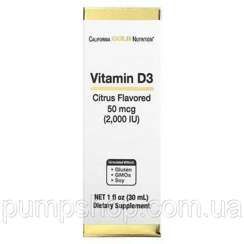 Вітамін D3 California Gold Nutrition Vitamin D3 2000 IU 30 мл