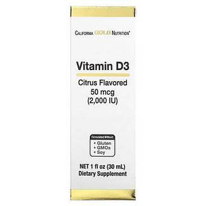 Вітамін D3 California Gold Nutrition Vitamin D3 2000 IU 30 мл