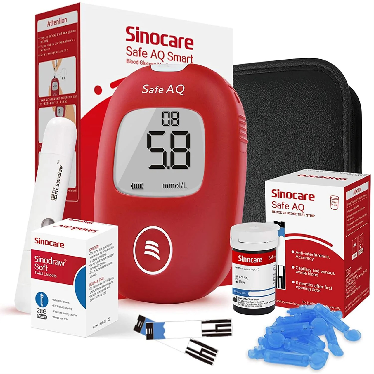 Глюкометр Sinocare Safe AQ Smart + 50 тест-смужок, фото 1