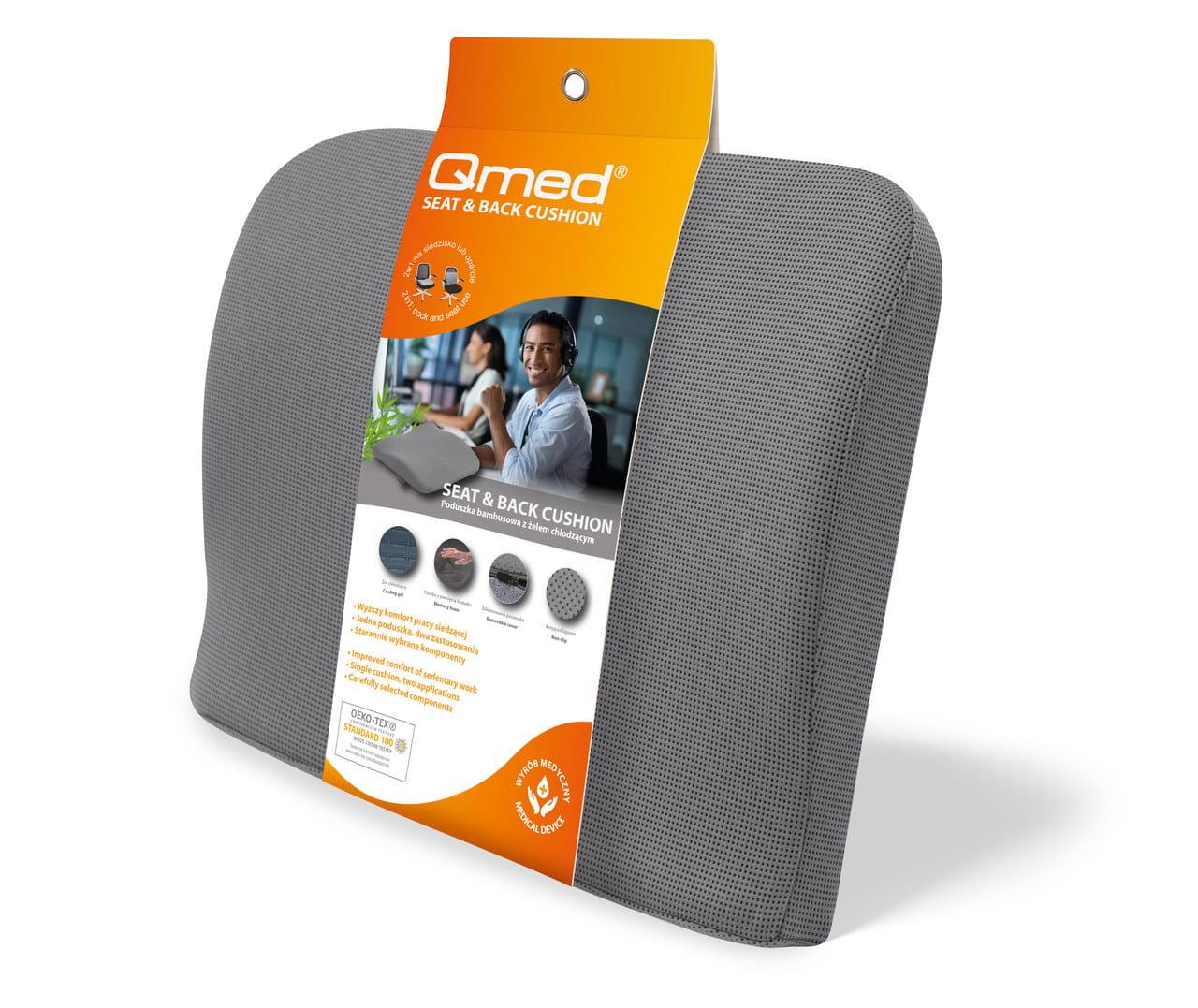 Ортопедична подушка для крісла з бамбуком та охолоджуючим гелем Qmed Seat Back Cushion