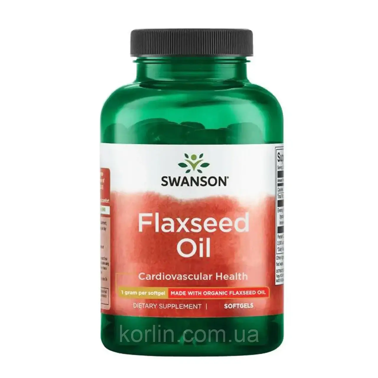 Лляна олія 200 кап Swanson Flaxseed Oil США Доставка з ЄС, фото 1